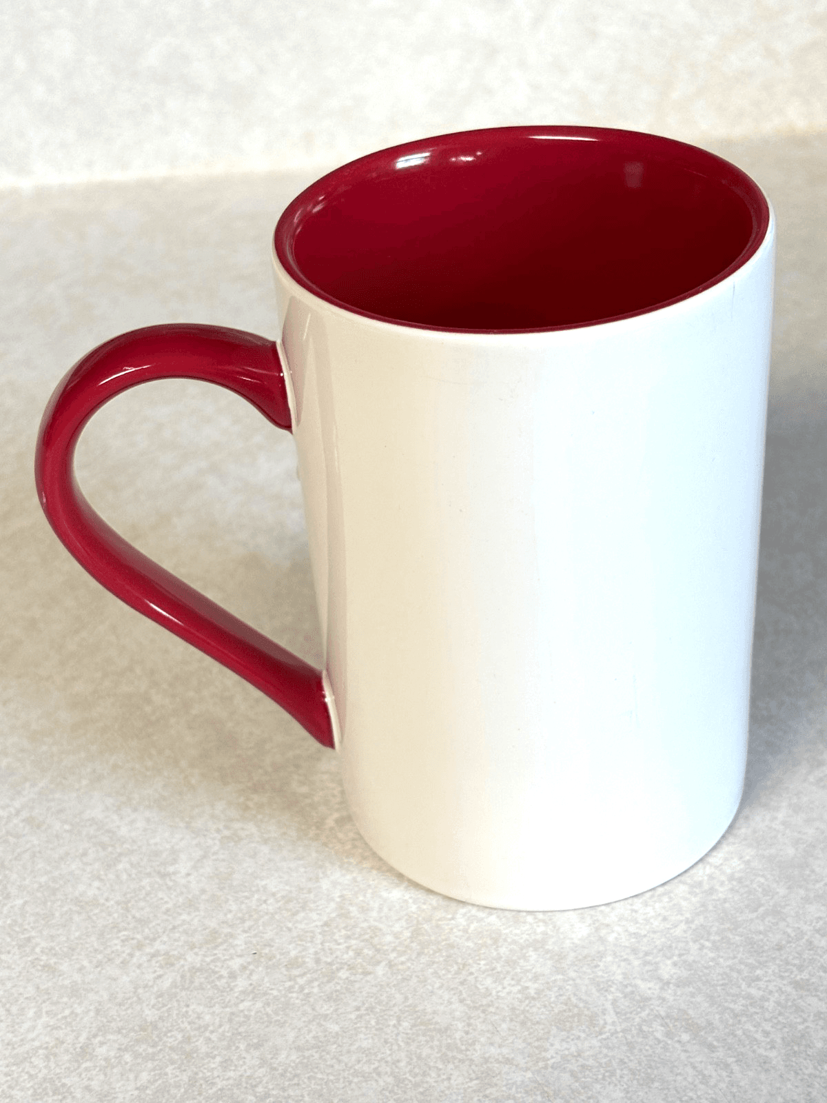 St. Nicholas Square White Ceramic Mug Red Handle (No Lid)