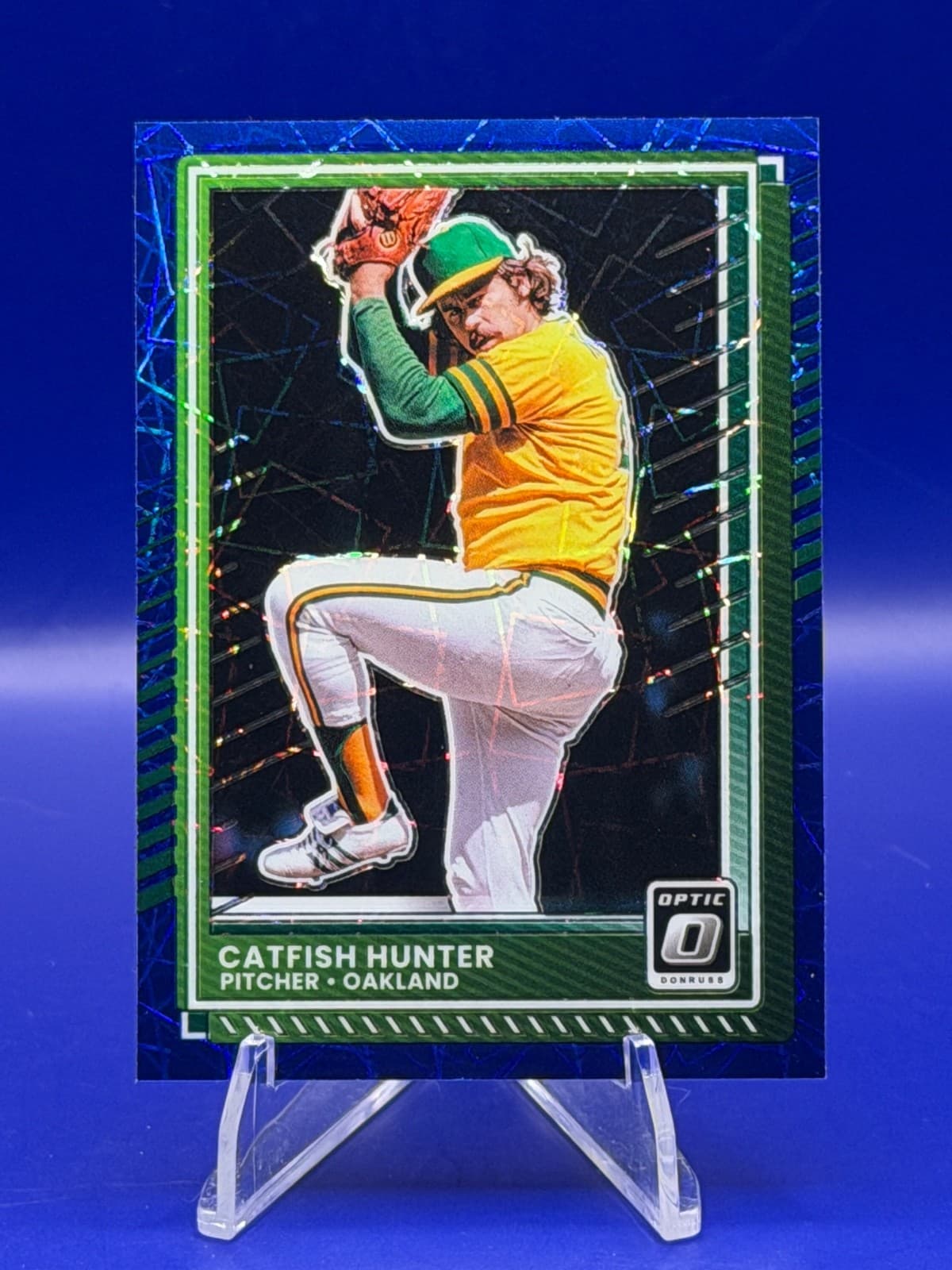 2025 Panini Donruss Optic Catfish Hunter Blue Velocity Prizm #12 Oakland A’s HOF