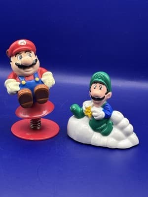 Vintage 1989 Super Mario Bros Mcdonald’s Toys-Mario-Luigi-Cake Topper- Fast Food