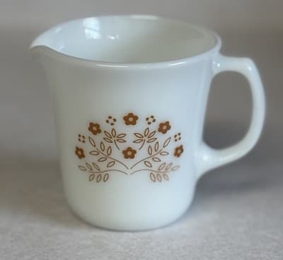 Pyrex Corning Brown Flowers Summer Impressions Creamer/ Milk Glass Vintage