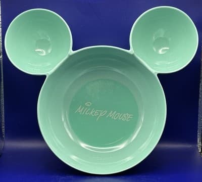 Disney Mickey Mouse Bowl 3 Section Chip & Dip Turquoise 6" Full Length 2" Deep