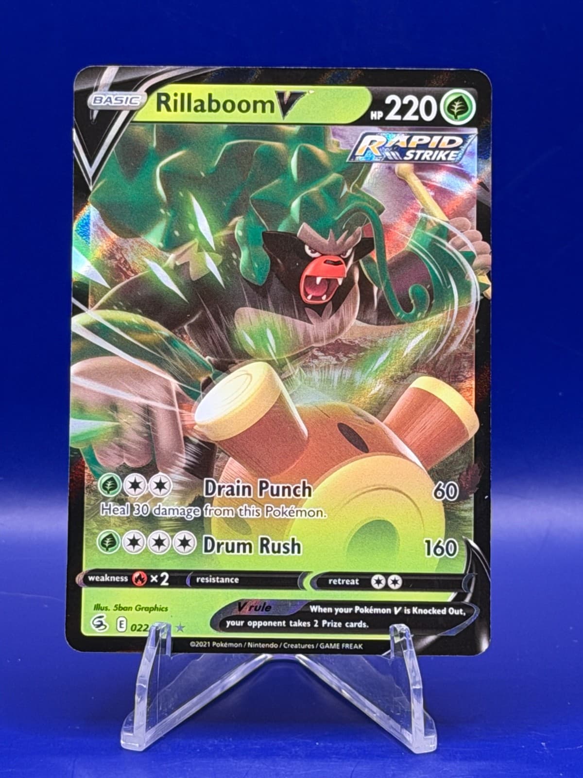 Rillaboom V 022/264 Swsh08: Fusion Strike Holo