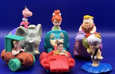 Vintage 1993 McDonalds The Flintstones Happy Meal Toys Lot of 7 Fred Barney Vide