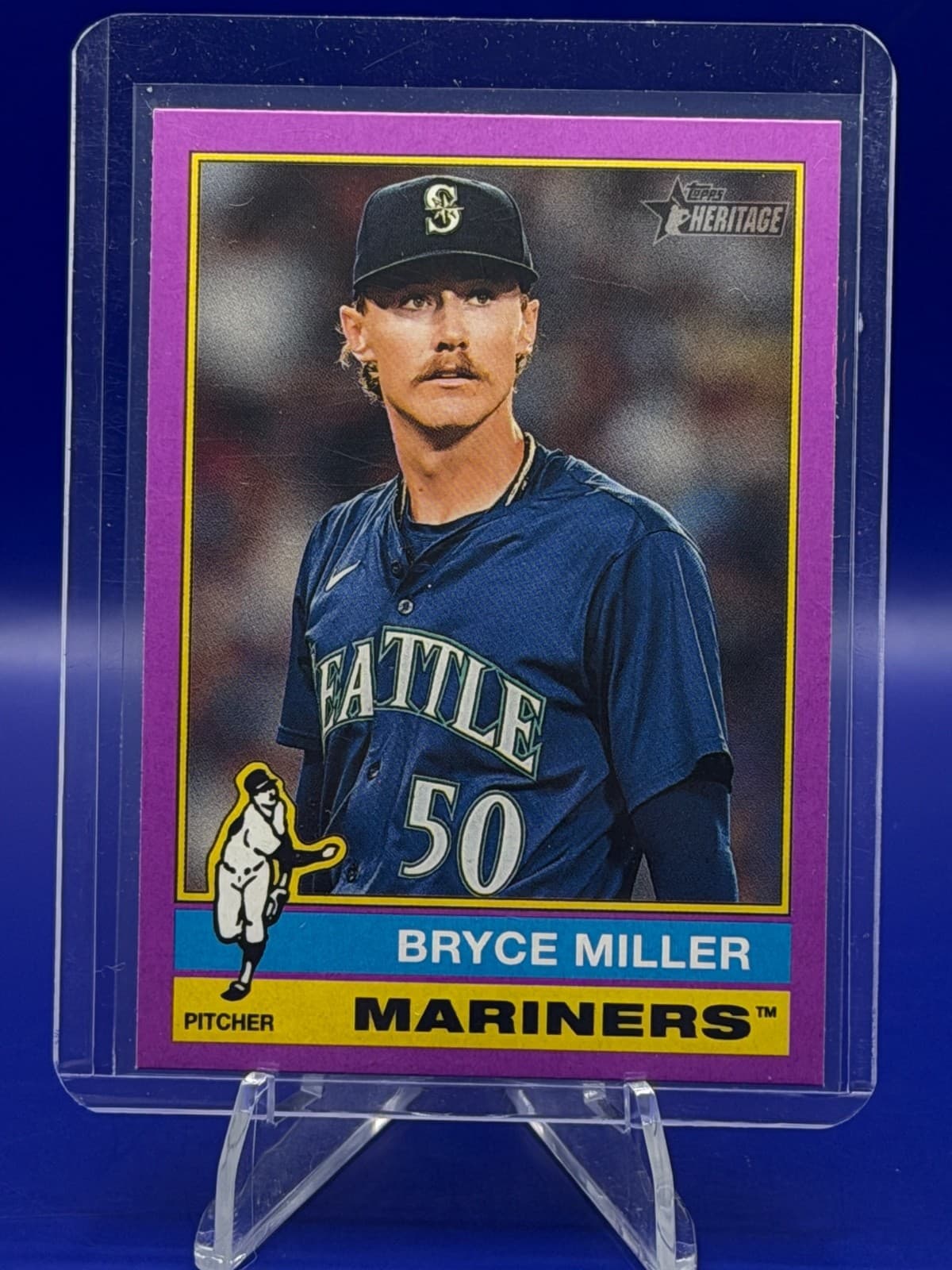 2025 Topps Heritage Bryce Miller #107 Light Purple Border Mariners