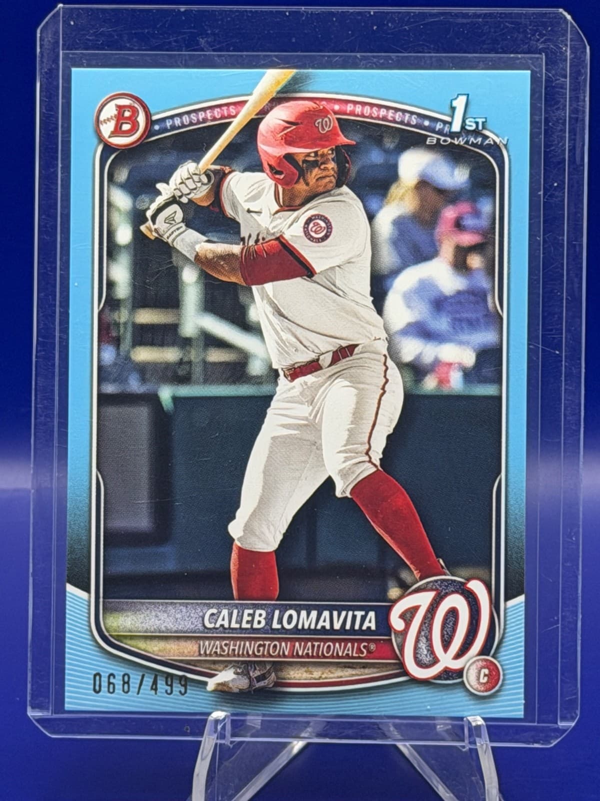 2025 Bowman Caleb Lomavita 1st Bowman BP-120 Sky Blue /499 Nationals