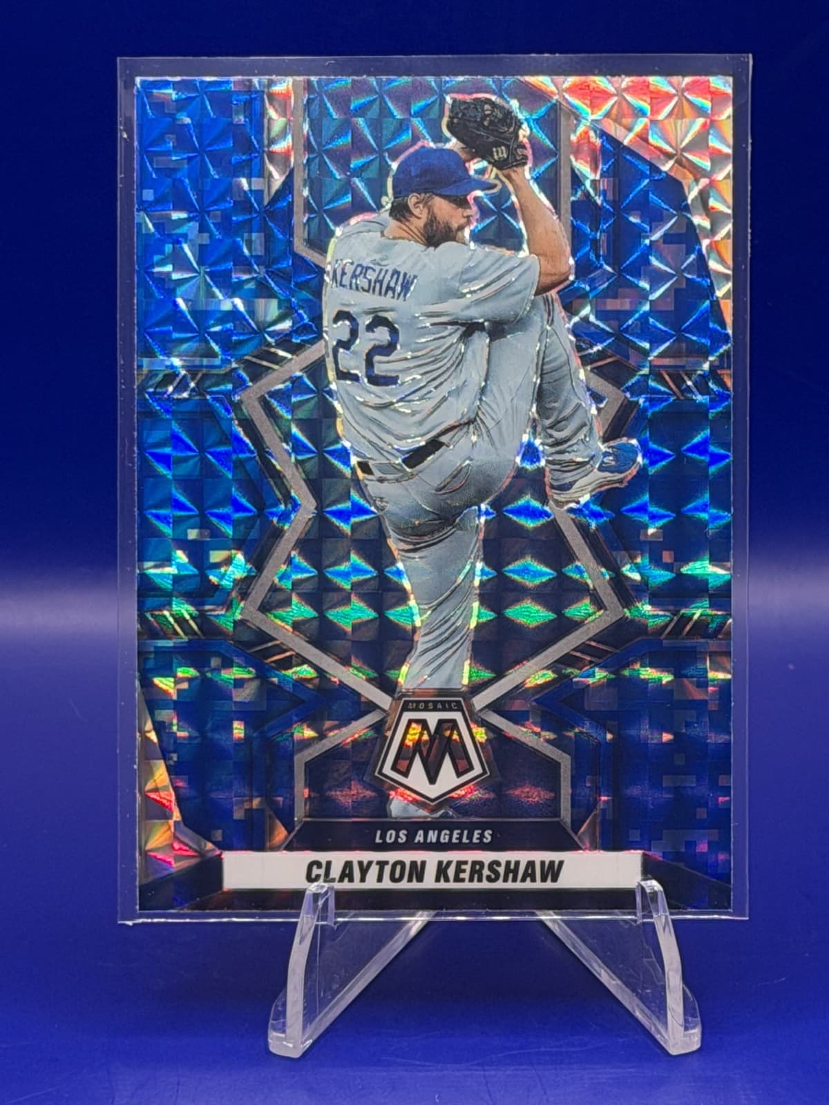 2022 Panini Mosaic - Clayton Kershaw #136 Blue Camo Mosaic Prizm