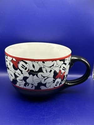 Disney Minnie Mouse Soup Bowl Jumbo Mug 24oz Collectible Cup Black White Red Cer