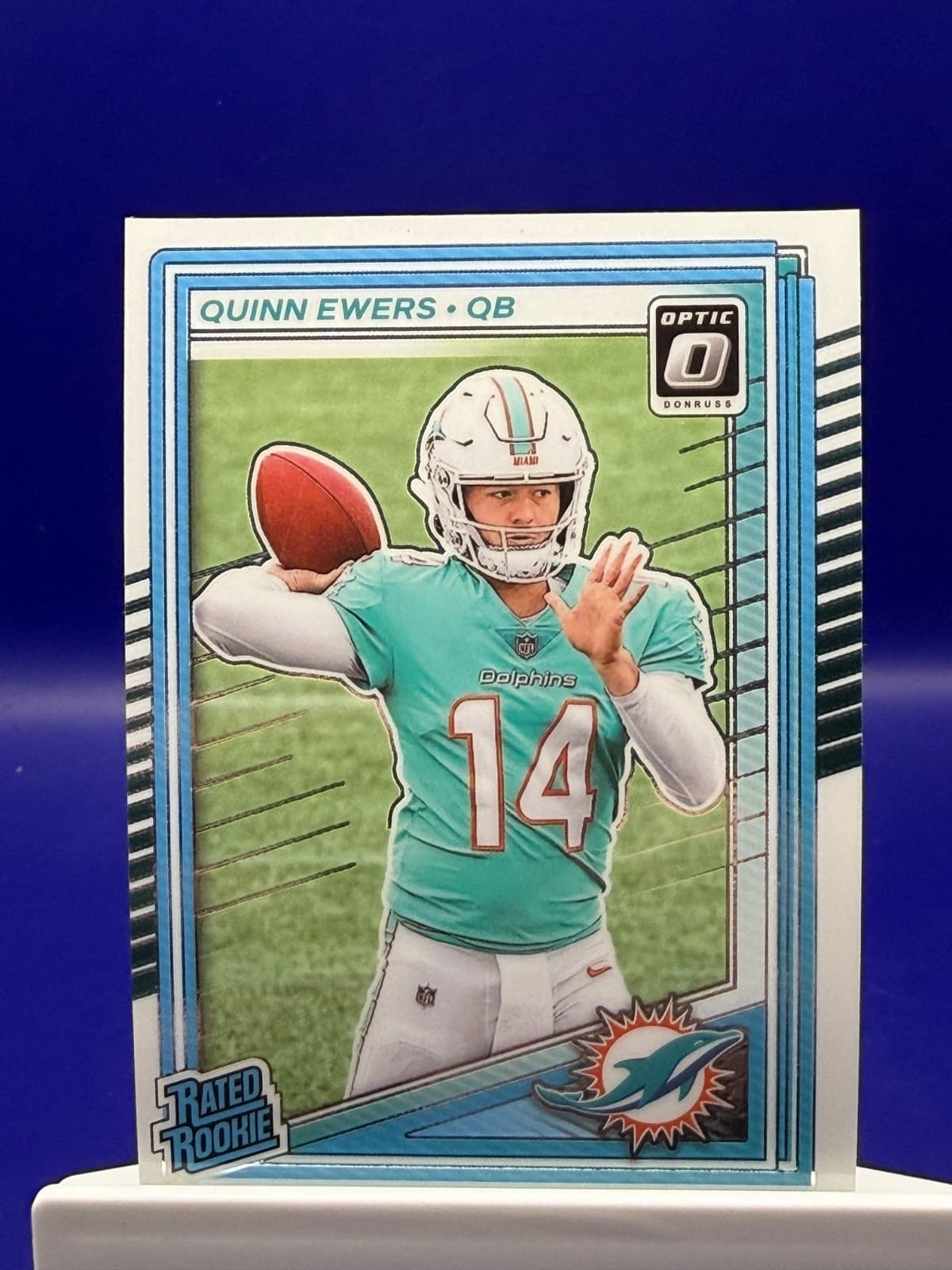 2025 Donruss Optic Quinn Ewers Holo Prizm Rated Rookie RC #213 Dolphins
