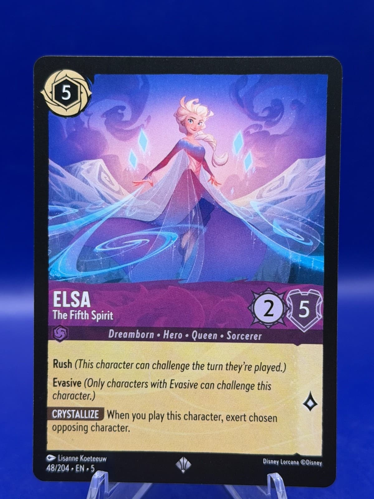 Disney Lorcana Elsa The Fifth Spirit 48/204 Super Rare Shimmering Skies