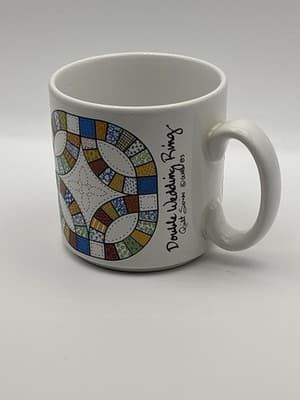 Vintage 1980's Double Wedding Ring Quilt Series Guhl Mug England Ceramic