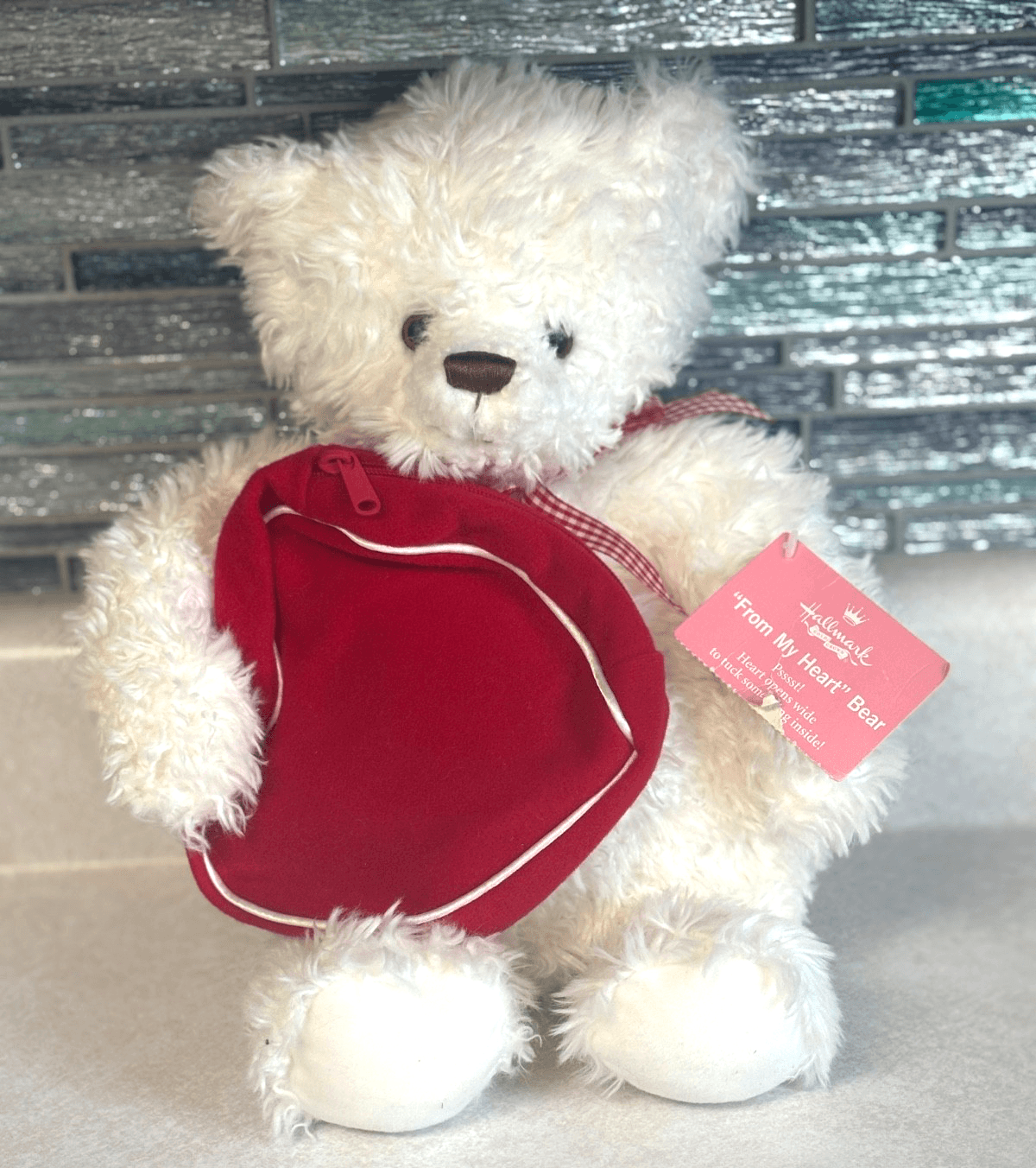 Hallmark "From My Heart" Bear 2003 Plush with Red Bag - Very Good Condition Toy