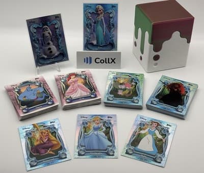 Disney Topps Wonder 75+ Card Lot Custom Magnetic Box Elsa Olaf Genie Ursula