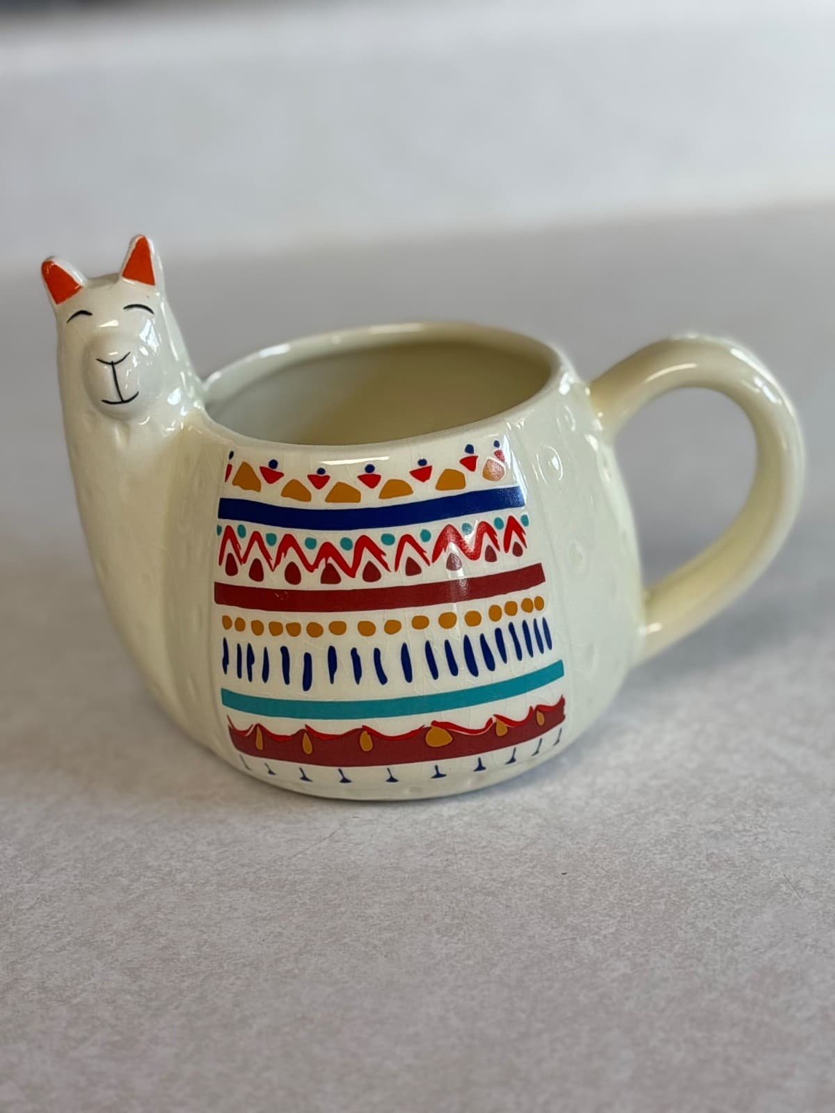 Dave & Buster's 16oz Hand-Painted Ceramic Mug – Alpaca Llama Folk Art by Lucky G