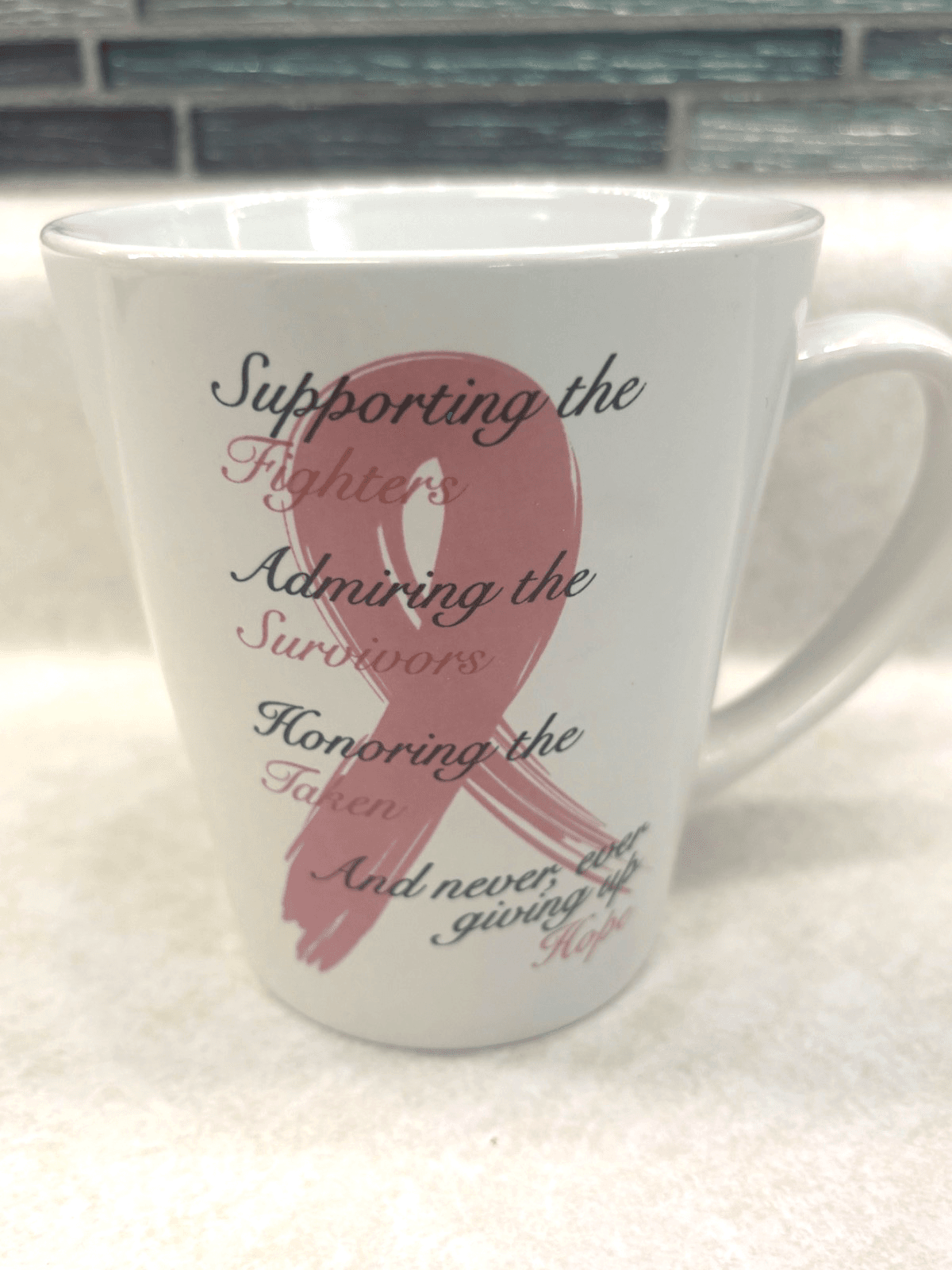 Breast Cancer Awareness Mug Pink Ribbon Supporting Fighters Survivors New Box Ce