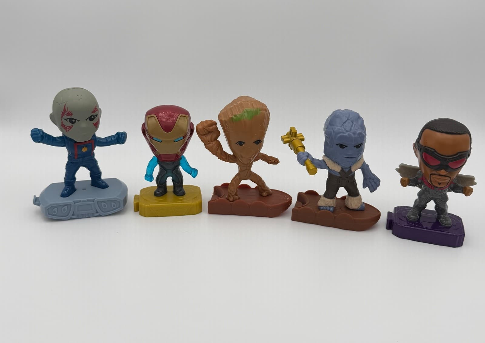 Marvel McDonalds Figure Lot Falcon Iron Man Drax Korg Baby Groot Lot
