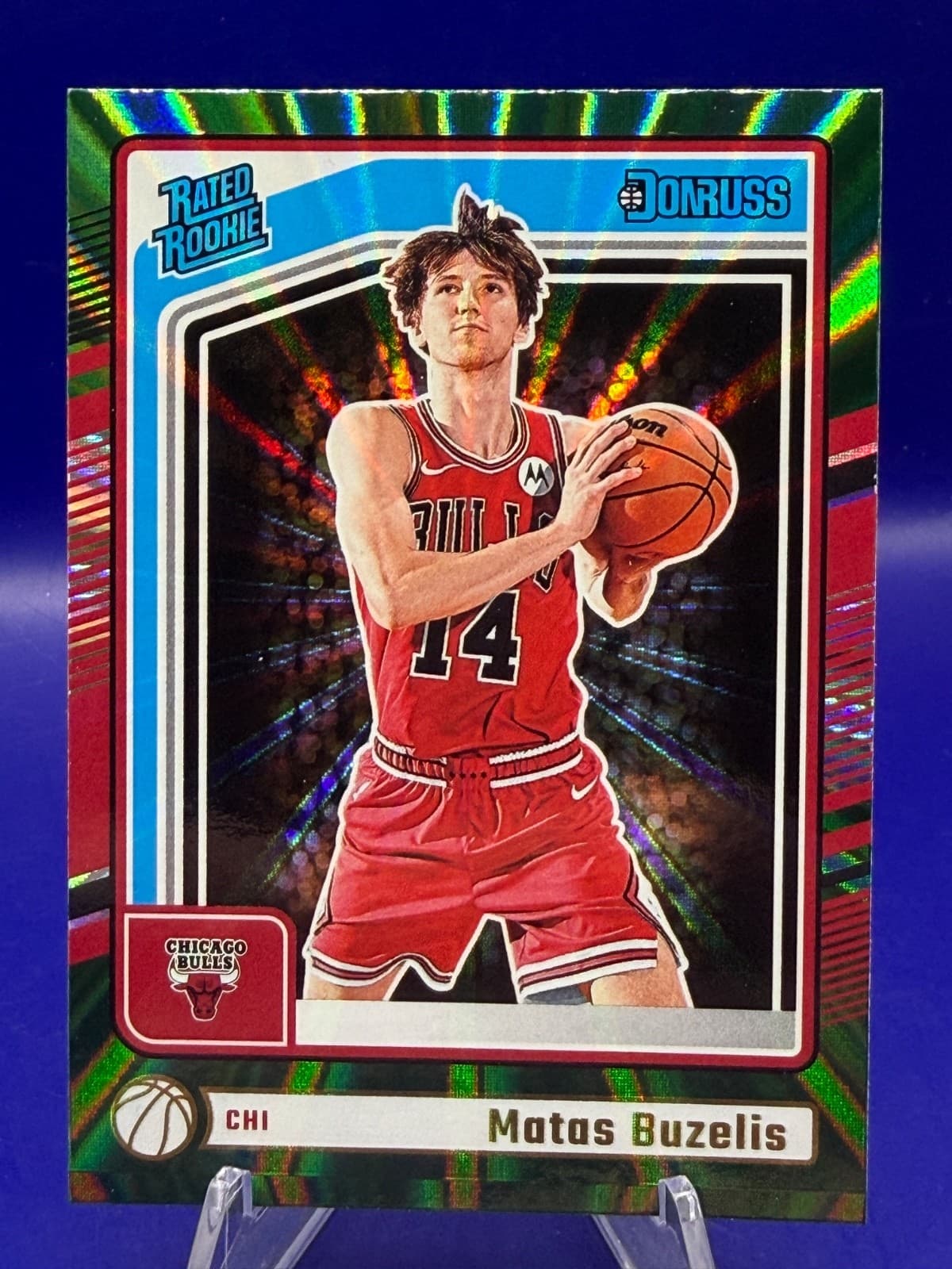 2024-25 Panini Donruss - Rated Rookie Matas Buzelis #240 Holo Green Laser (RC)