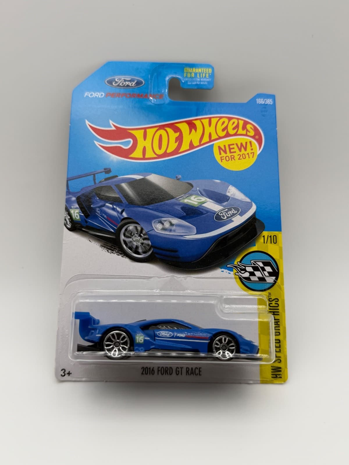 Hot Wheels 2016 Ford GT Race Blue HW Speed Graphics 1/10 166/365 Carded