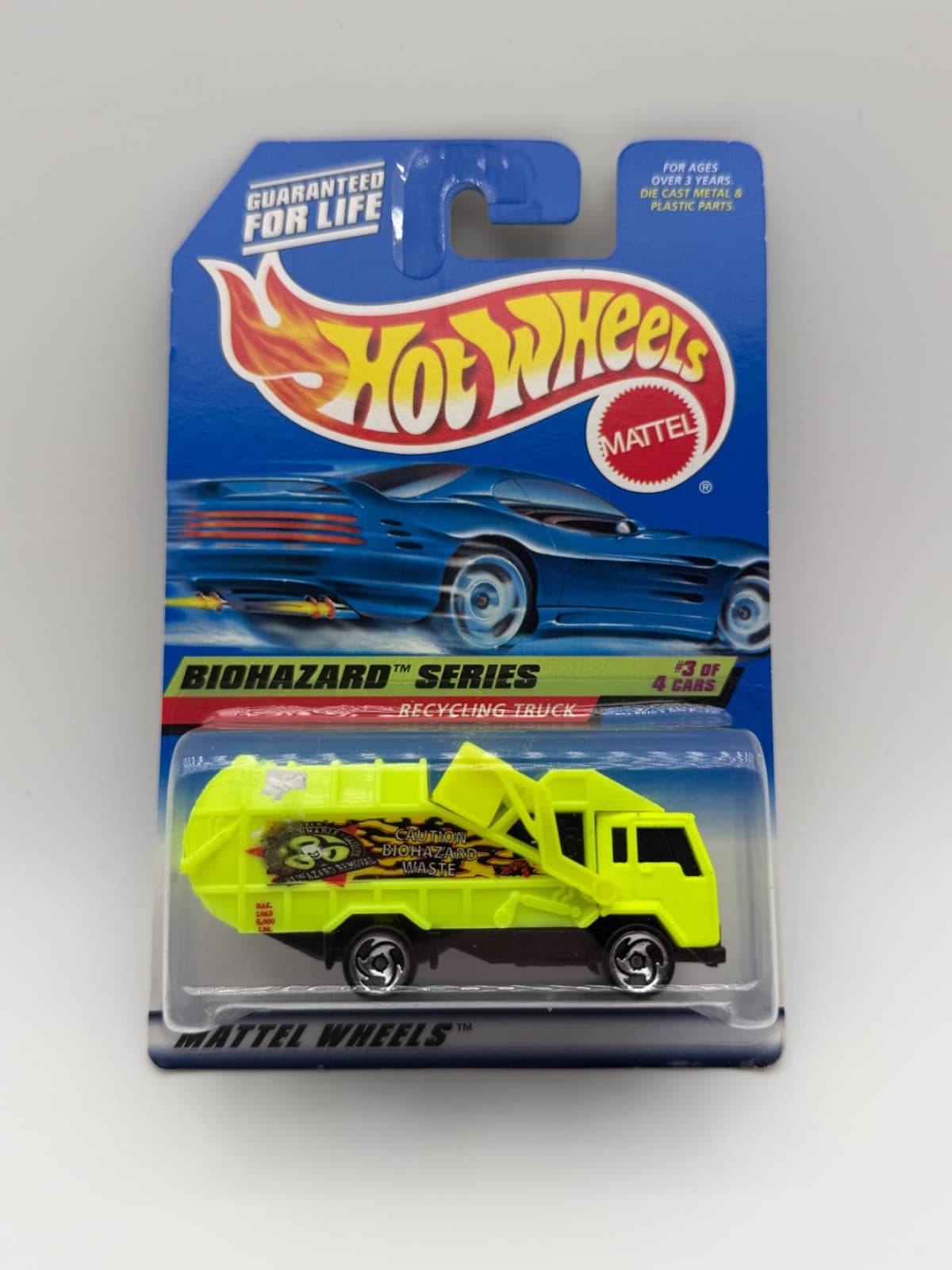Hot Wheels 1998 Biohazard Series Recycling Truck 3/4 #719 Yellow Carded