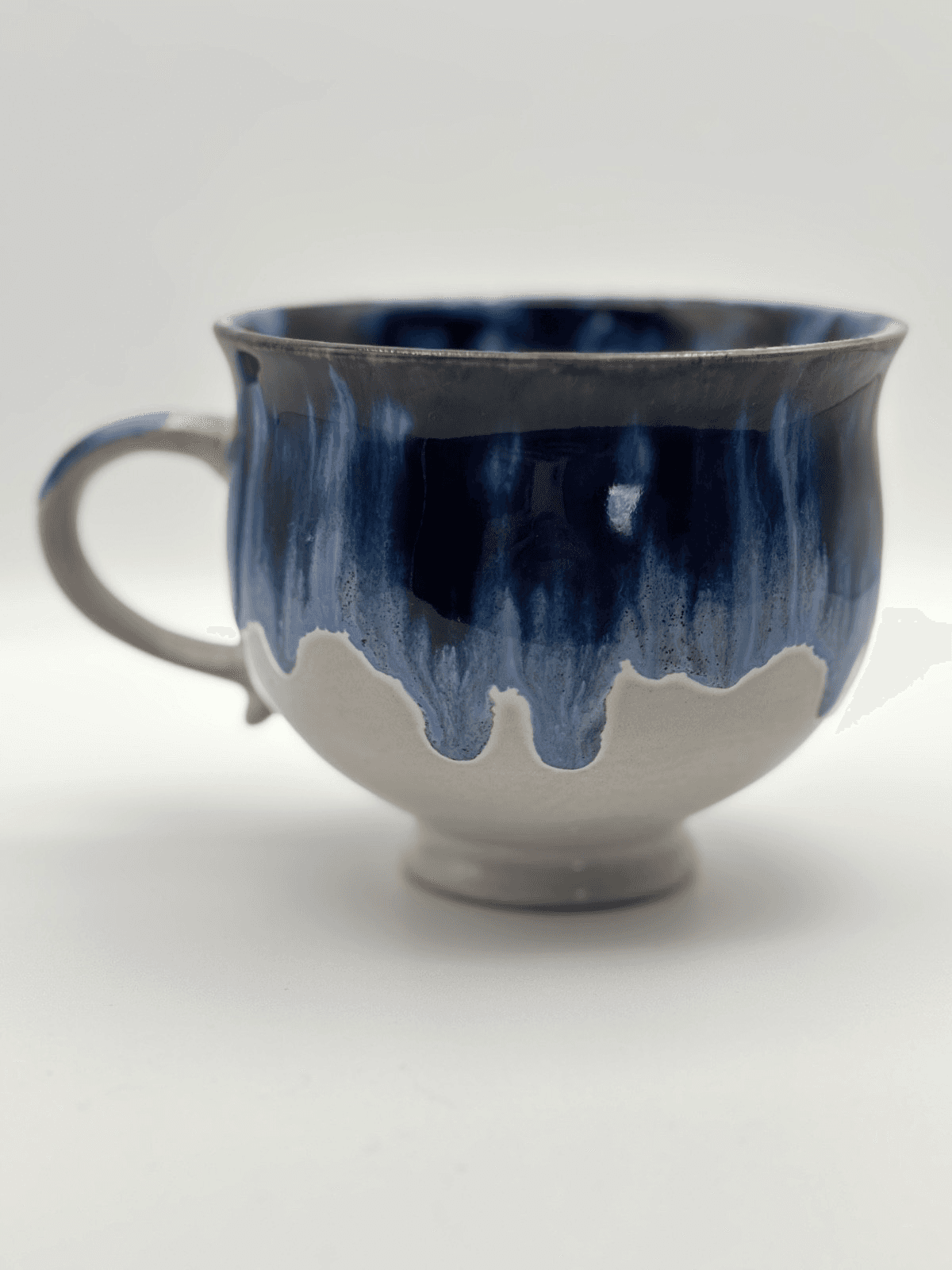 Pier 1 Studio Blue Drip Glaze Stoneware Mug Artisan Pottery Coffee Cup