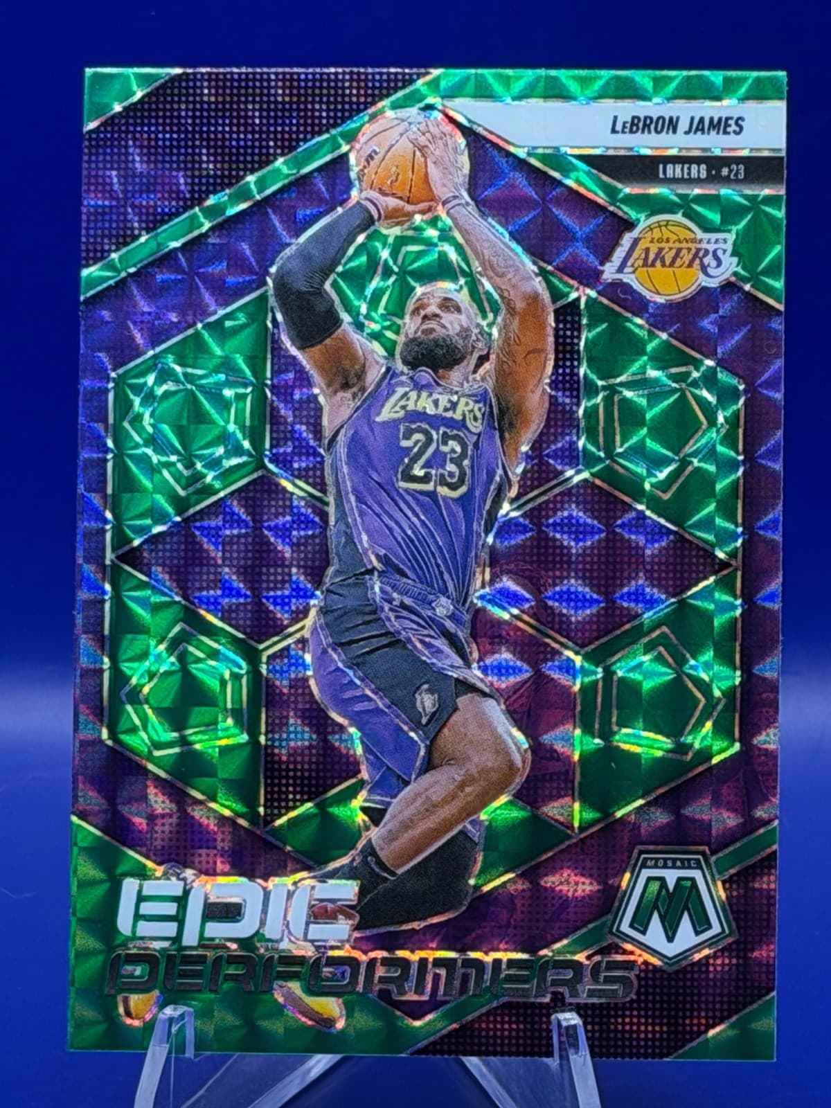 2024-25 Panini Mosaic LeBron James Epic Performers Green Mosaic Prizm #2