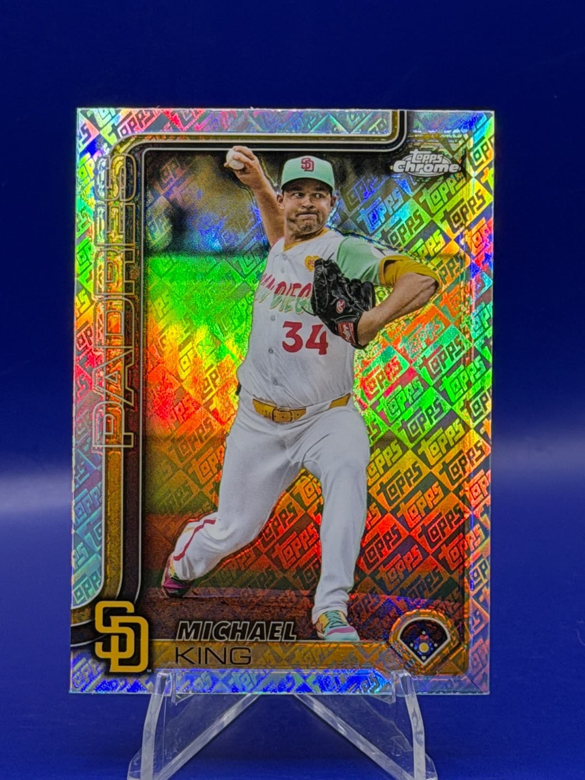 2025 Topps Chrome Michael King Topps Logo Parallel #35 Fanatics Exclusive