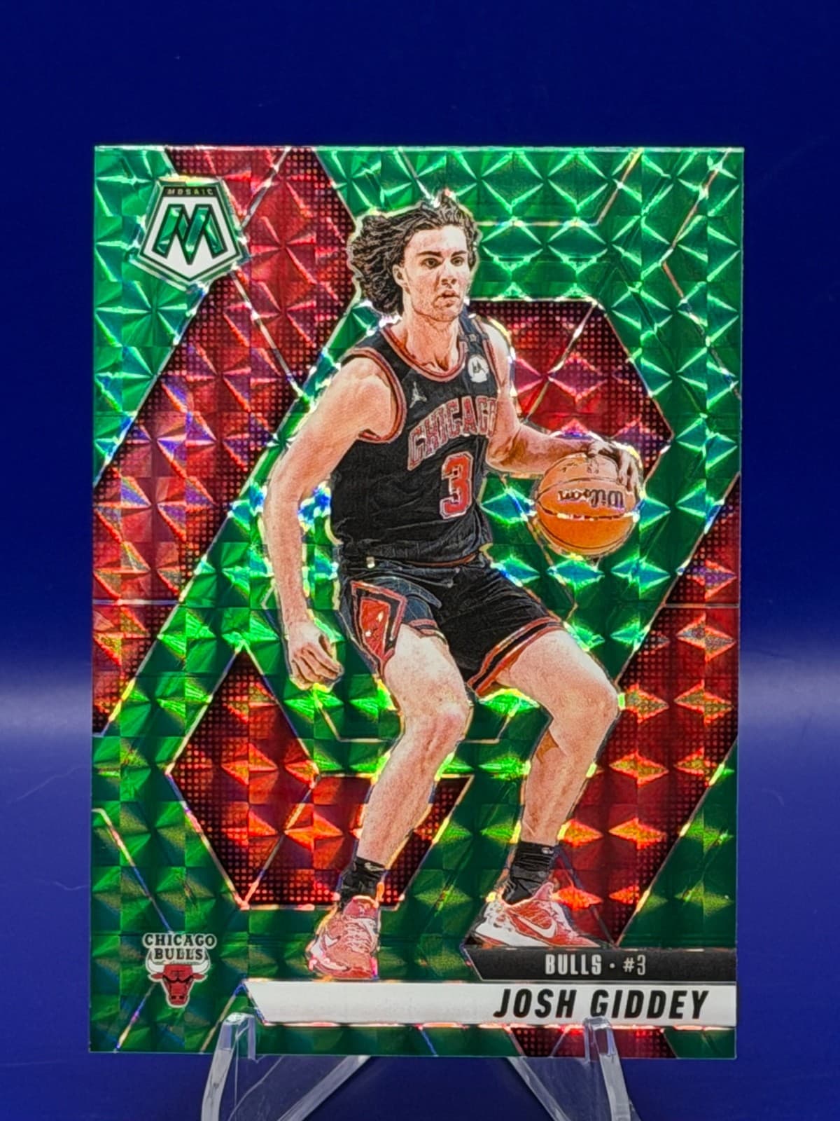 2024-25 Panini Mosaic Josh Giddey Green Mosaic Prizm #71 Chicago Bulls