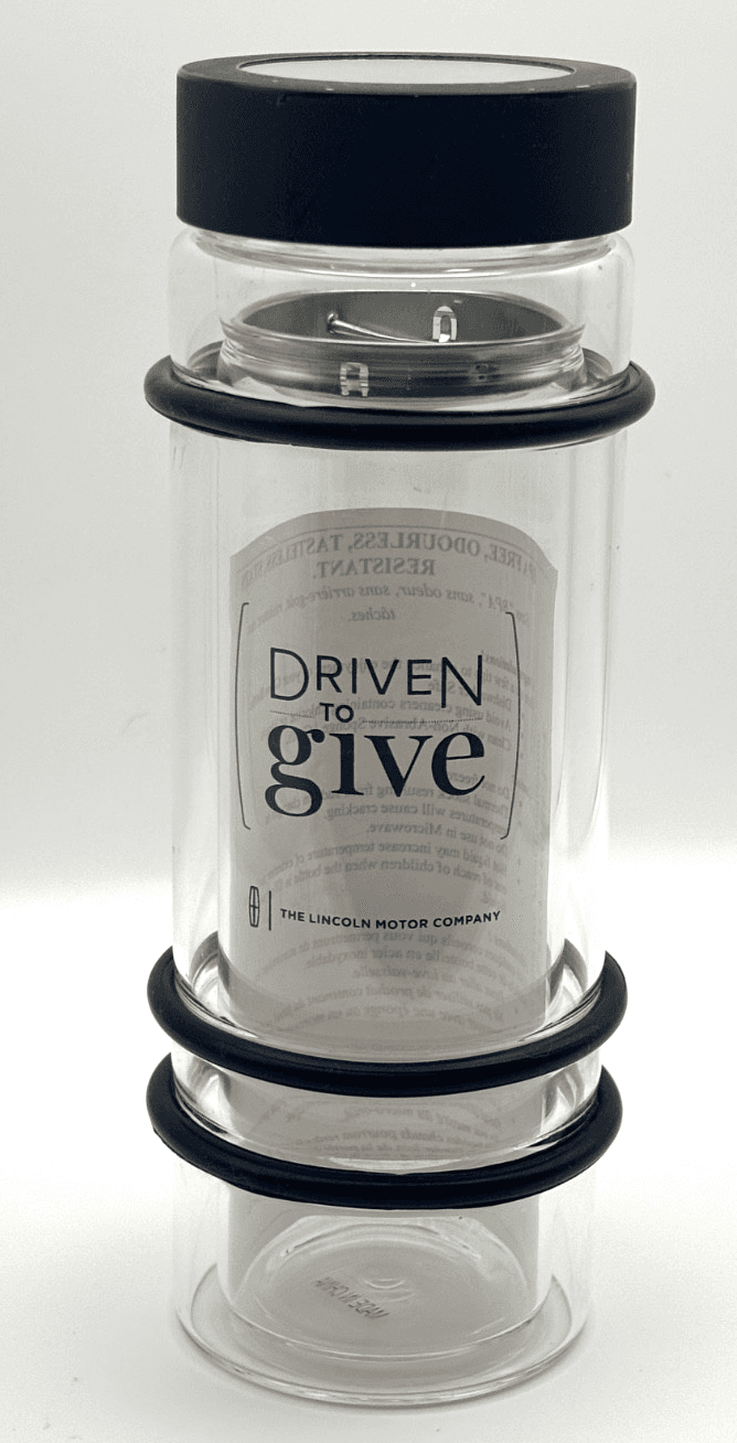 Lincoln Motor Company “Driven to Give" Glass Tea Infuser (14 oz) New