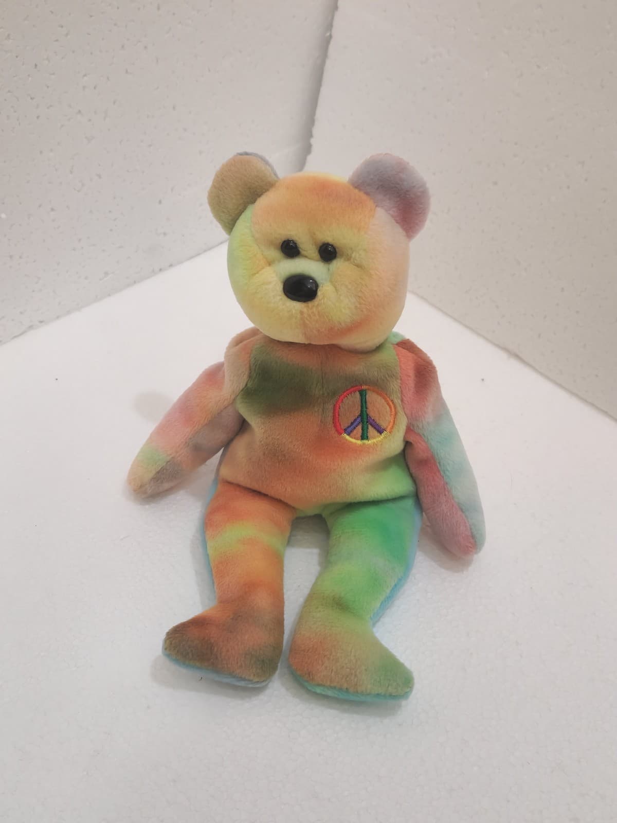 Ty Beanie Babies Peace Bear Tie Dye Plush 1996 Vintage PVC Pellets w/o Tag