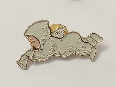 Dept. 56 Snowbabies Pin 1993 Angel Trumpet White Enamel Vintage Department 56