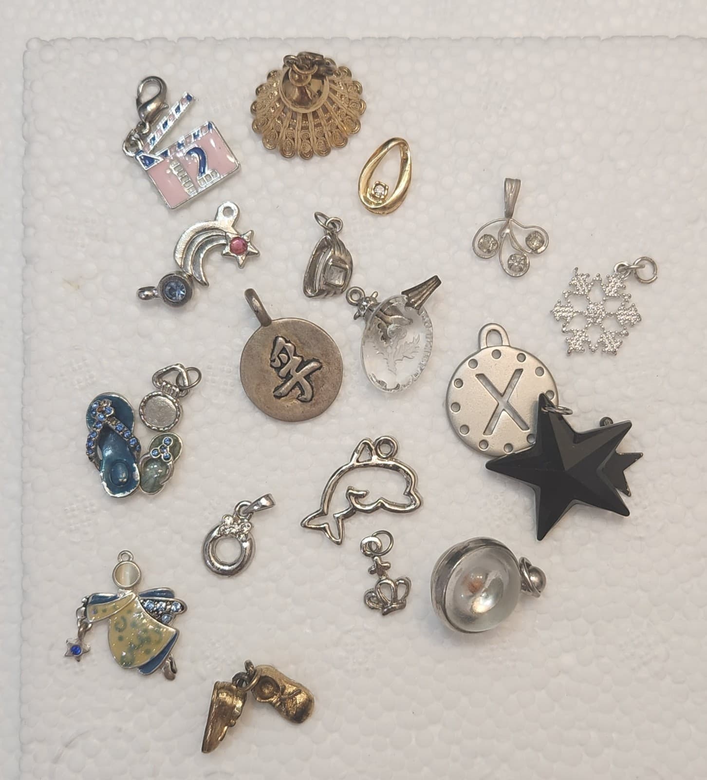 Vintage Silver-Tone & Gold-Tone Charm Lot - Mixed Estate Jewelry Charms Pendants