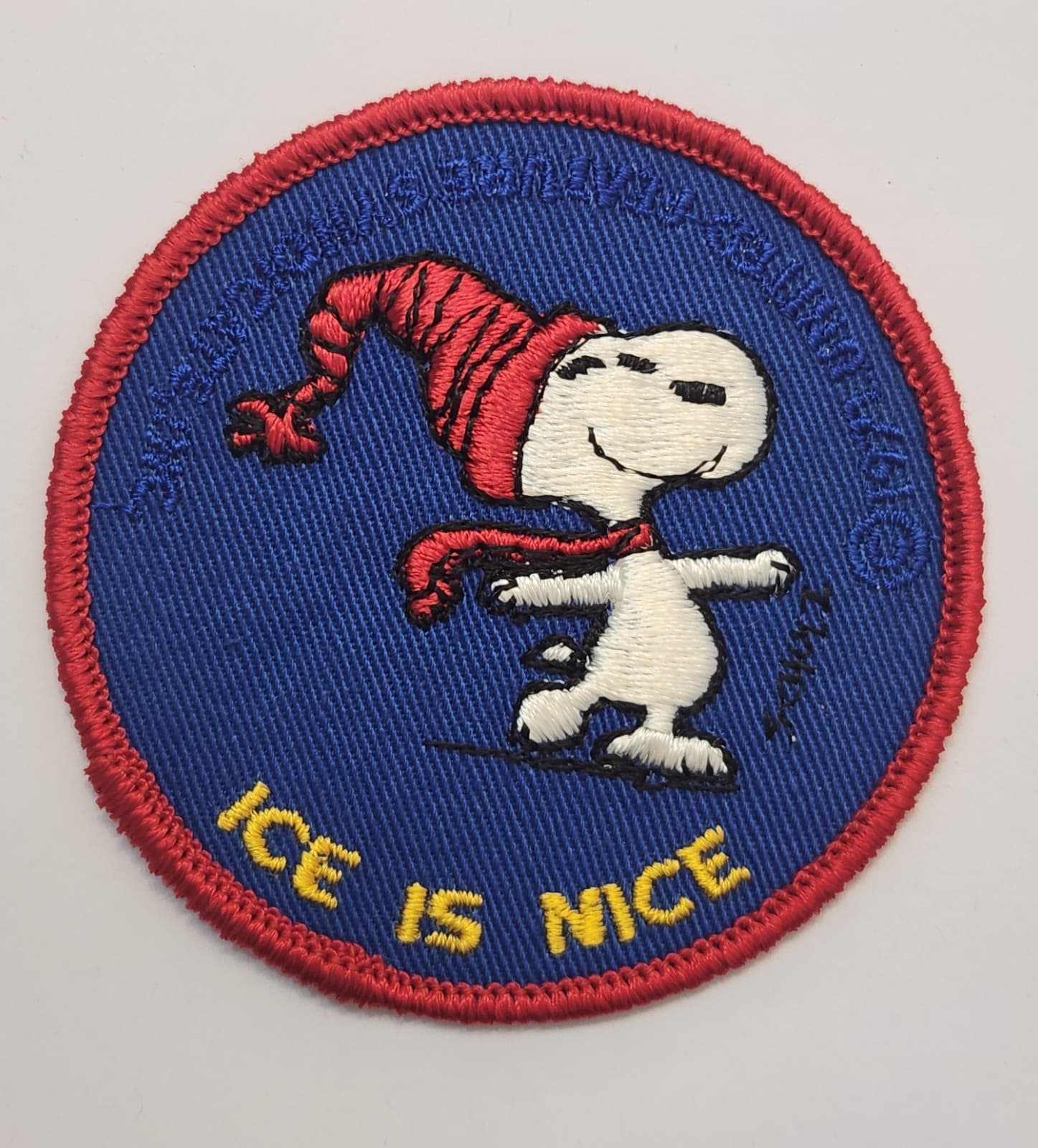 Vintage 1971 Snoopy Patch Ice Is Nice Ice Skating Peanuts Schulz Determined