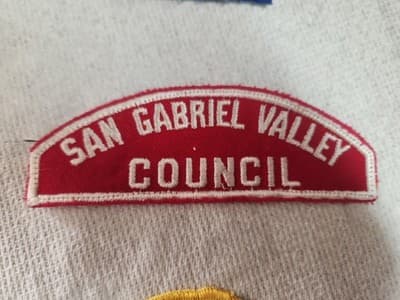 Vintage SAN GABRIEL VALLEY COUNCIL Boy Scout Red & White Strip PATCH BSA CSP