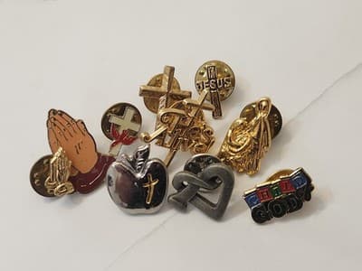Religious Themed Lapel Pins Hat Pins Lot of 10