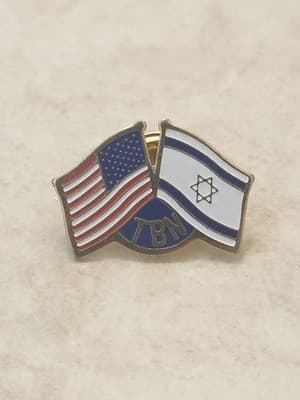 Vintage TBN USA Israel Flags Enamel Lapel Pin Religious