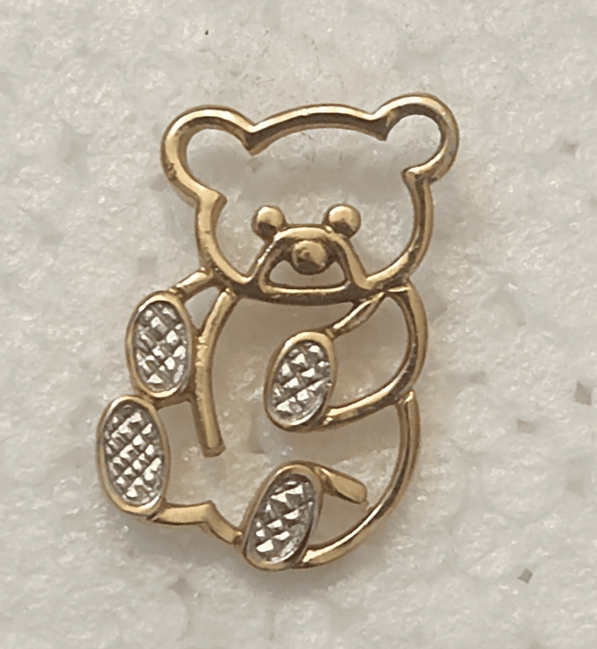 Avon Teddy Bear Pin 1” Gold & Silver Tone 1980’s Gift Rhinestone Animal Lapel