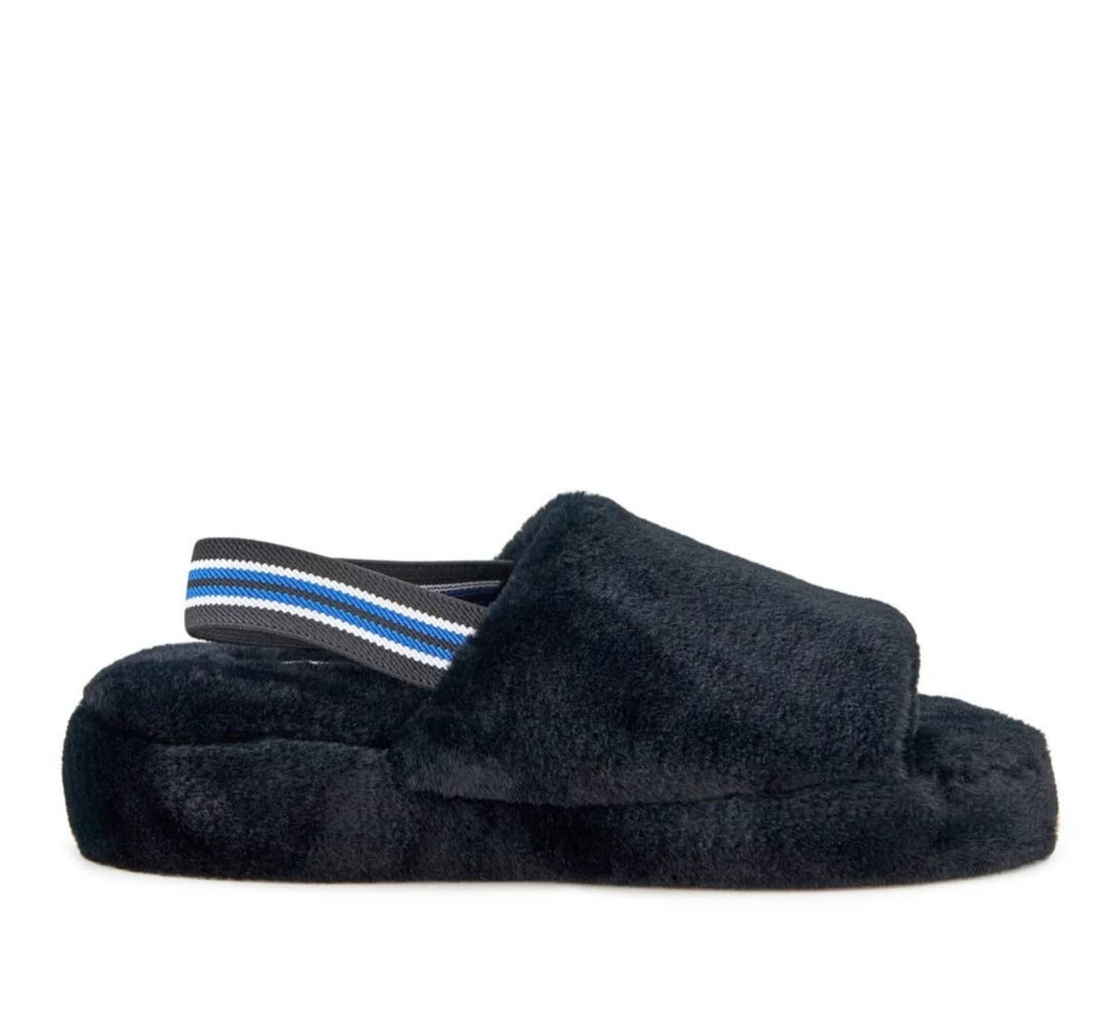 Womens Lisbon Faux Fur Nest Slippers in Black