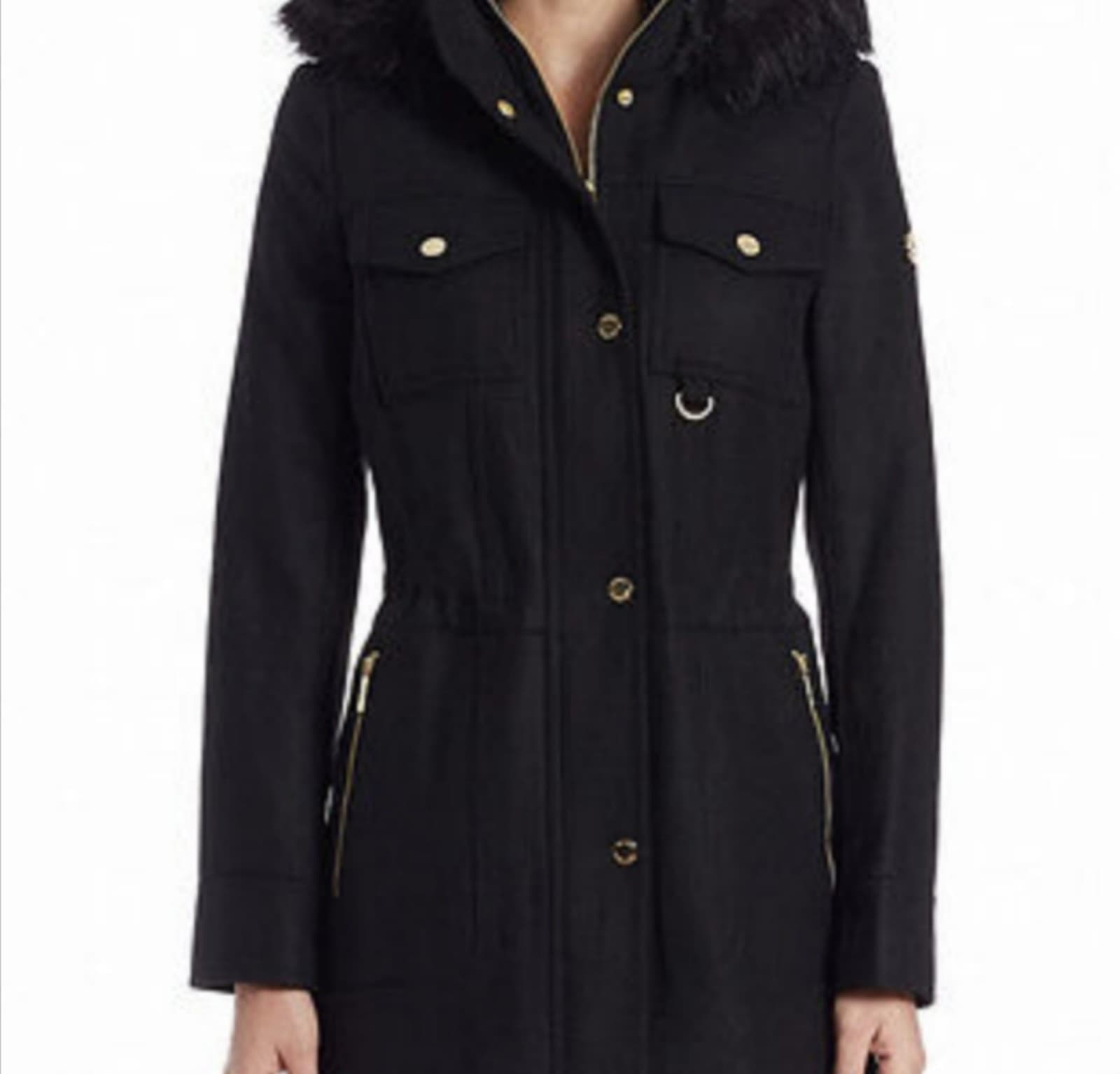Michael Kors Faux Fur Trimmed Anorak Winter Coat Size 8 Womens