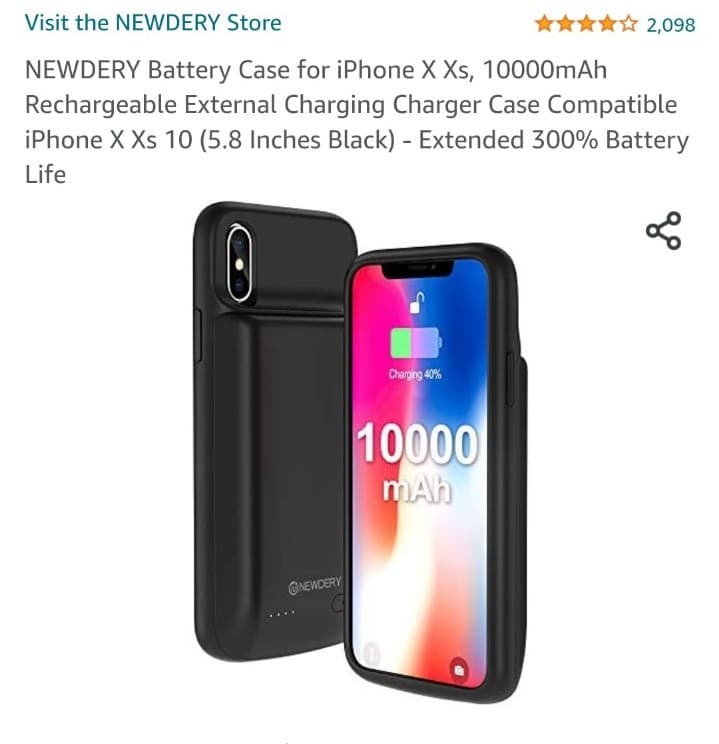 Newdery Iphone X/XS Battery Charging Phone Case 10000mAh