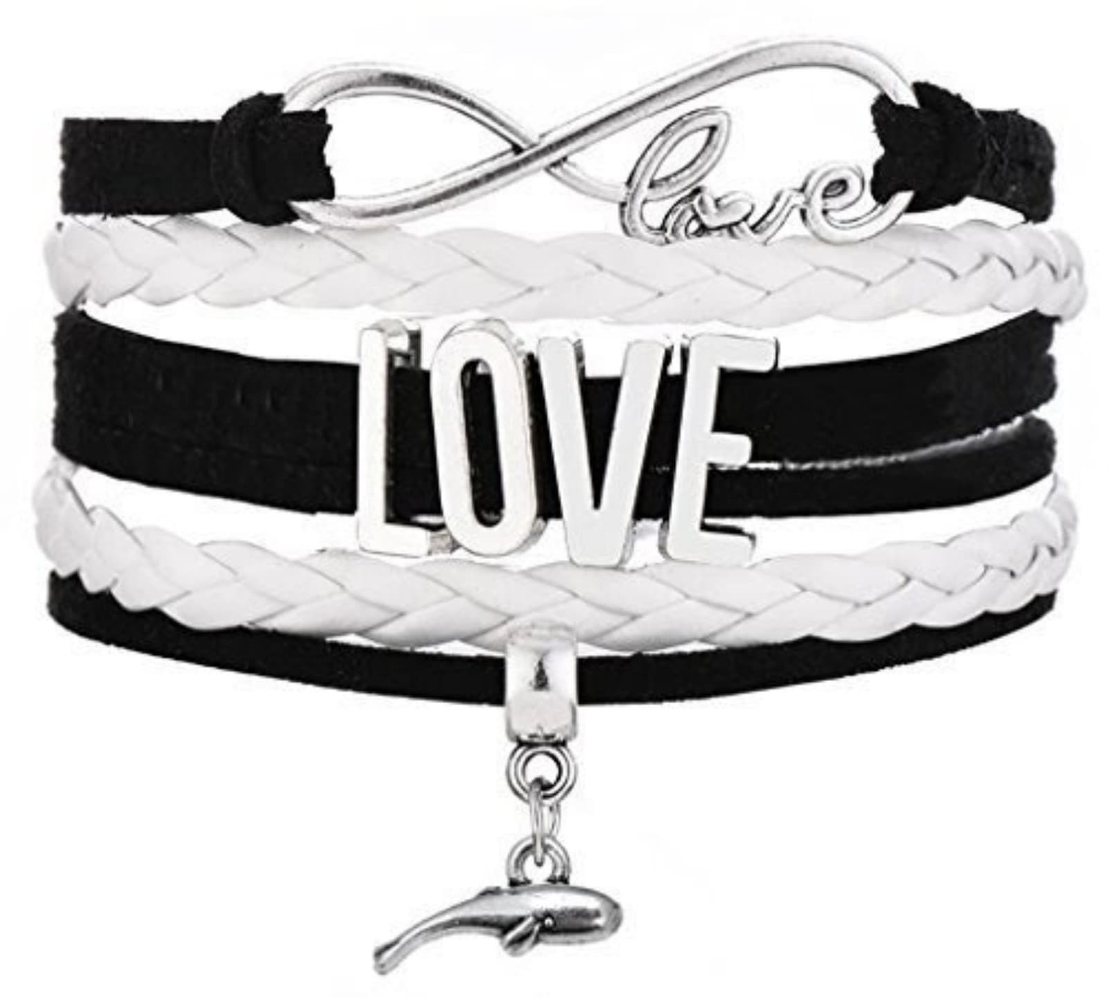 Legemeton Leather Multilayer Braided Wrap Bracelet with Whale Charm