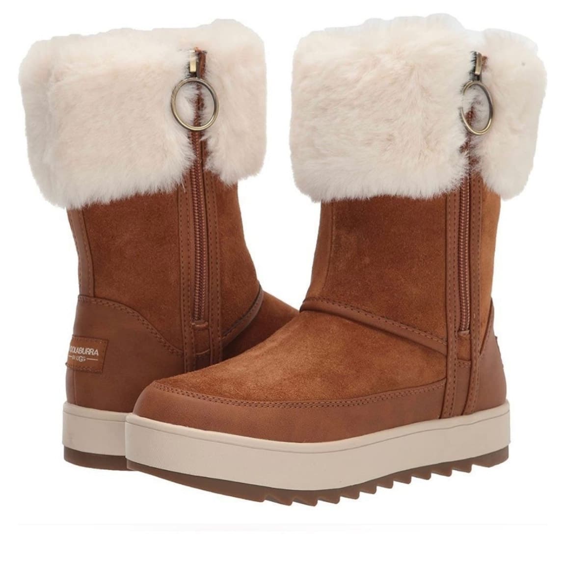 Ugg Koolaburra Zip Up Faux Fur Lined Boots in Chestnut Tan Size 9