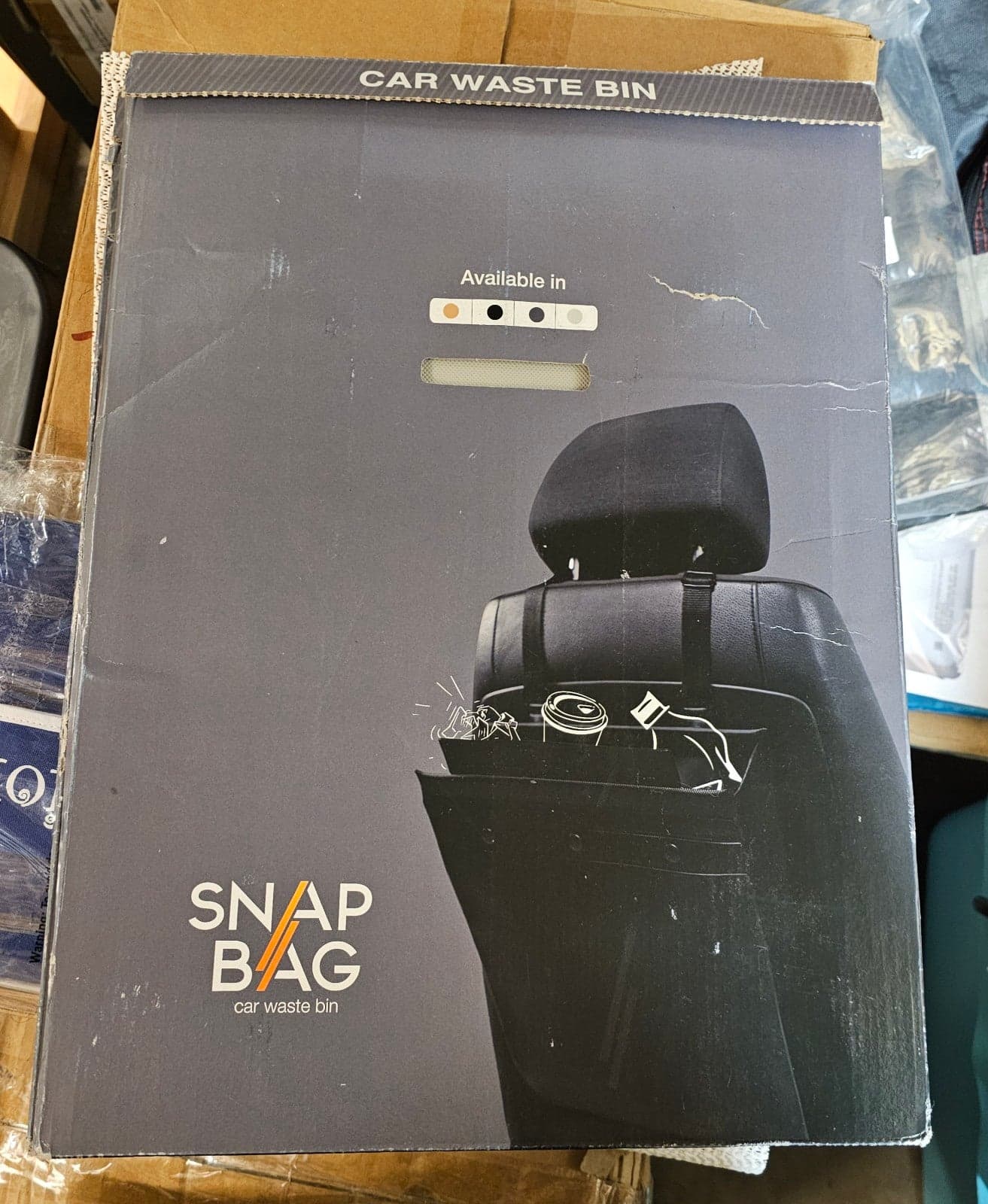 Grey Snap Bag Car Waste Bin Trash Can for Cars