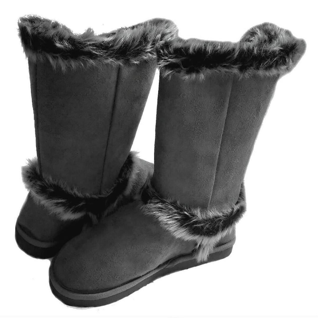 Top Moda Oakley-92 Fur Trimmed Mid Calf Eskimo Flat Winter Snow Boots Size 9