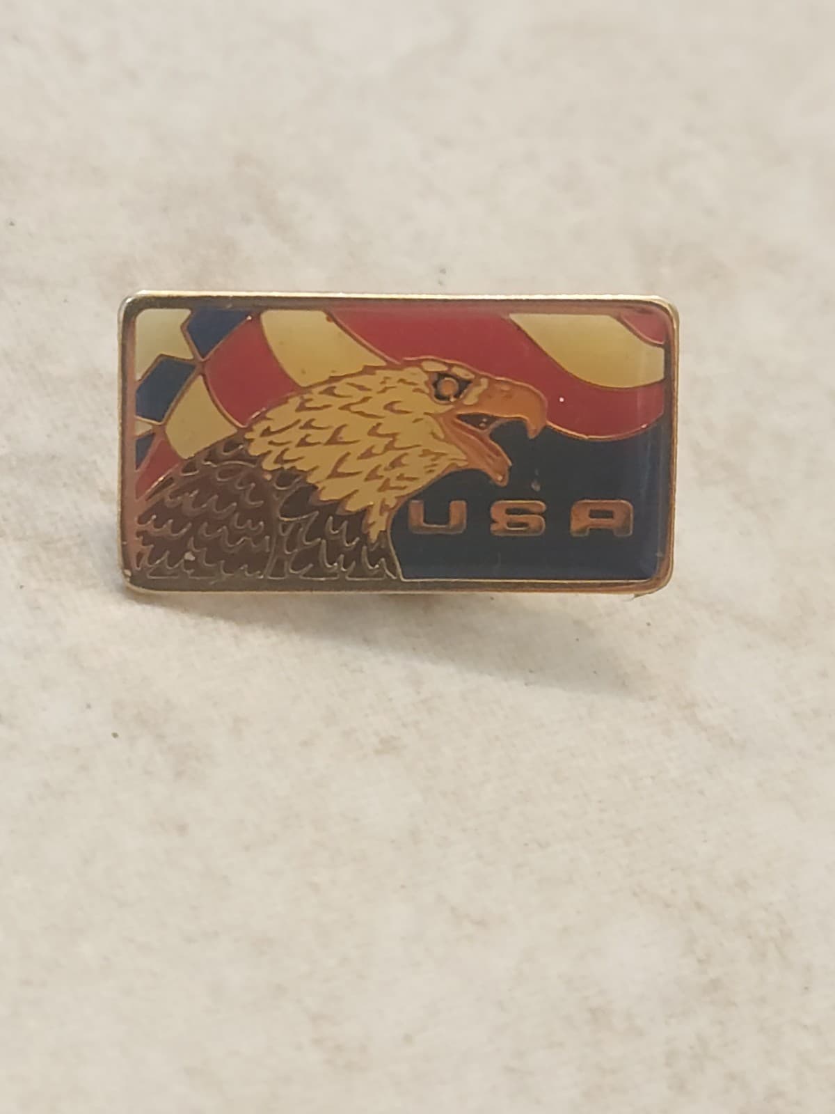 Vintage USA Eagle Flag Pin Shield Style Pin Back RARE