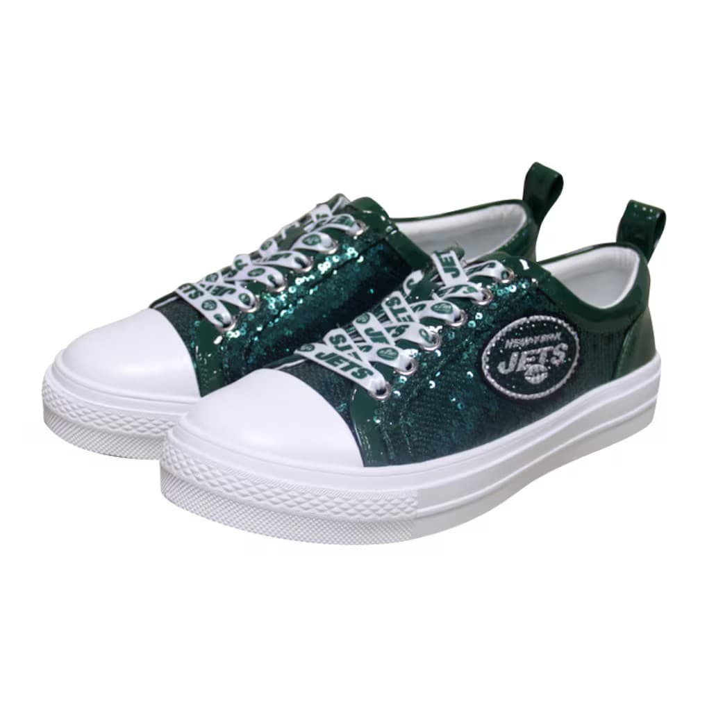 Women's New York Jets Cuce Green Team Sequin Sneakers