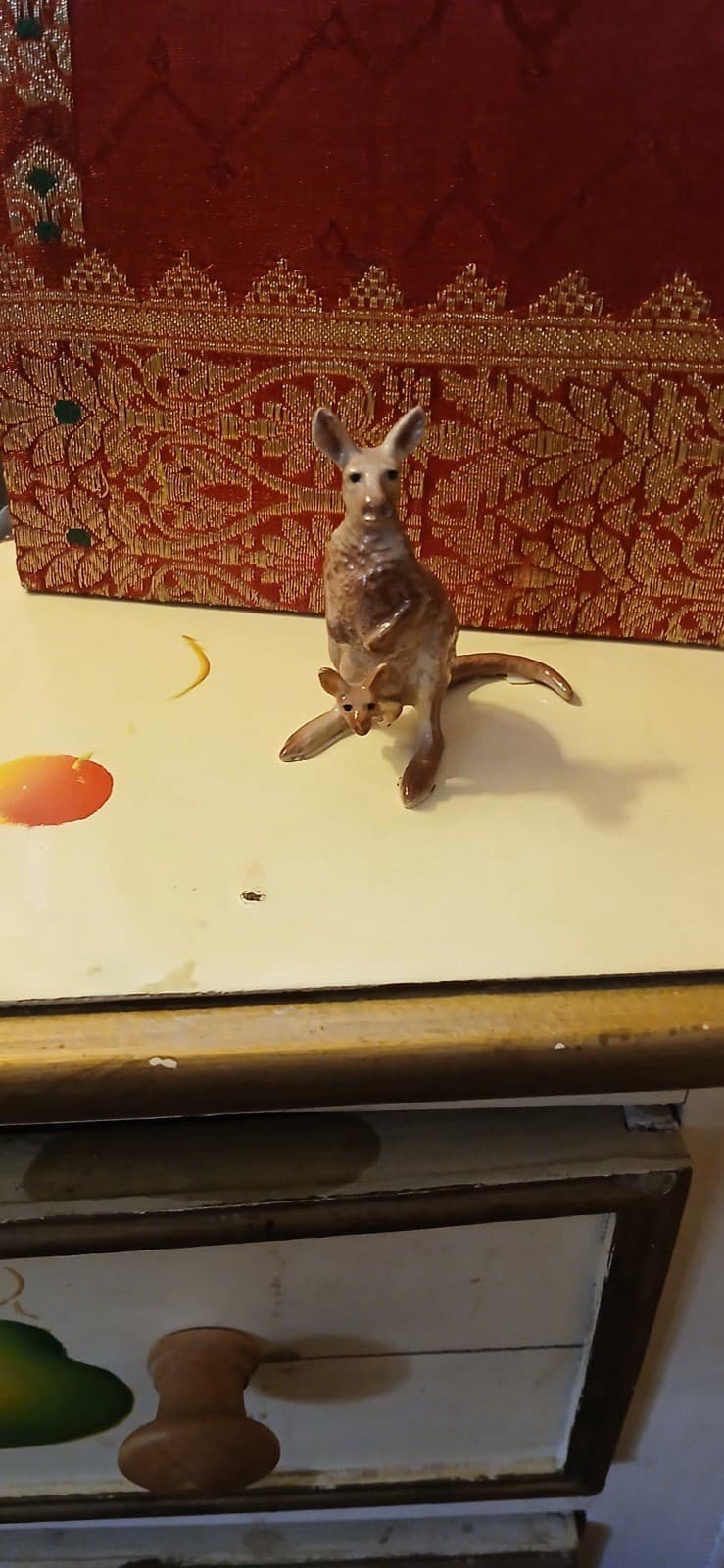 Retired Vintage Hagen Renaker Mini Figurine Kangaroo with Joey