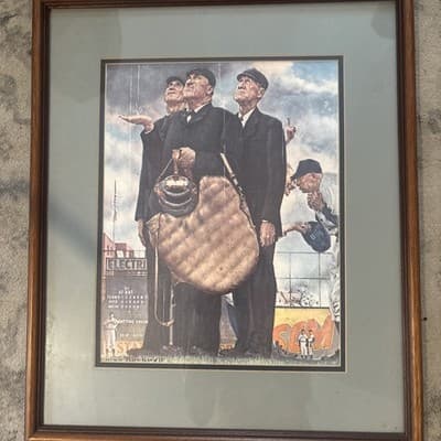 Professionally framed iconic Norman Rockwell print “Tough Call” 29.5”X 17.5”