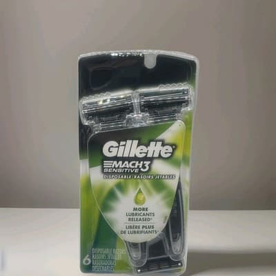 Gillette Mach3 Sensitive Disposable Razors 6 Ct Men’s Triple Blade Razors NIP!!