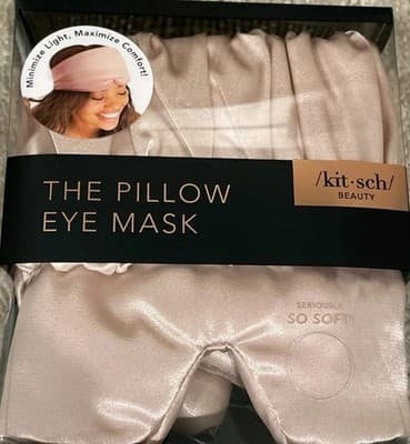 Kitsch The Pillow Eye Mask Blush Pink Satin Feel Lightweight Sleep Mask NIB New!