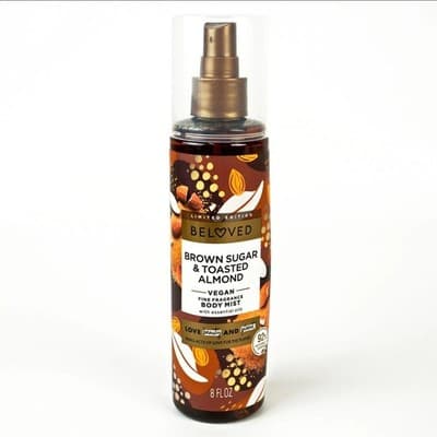 Beloved Brown Sugar Toasted Almond Body Mist 8oz Vegan Fragrance Spray NEW NWOB