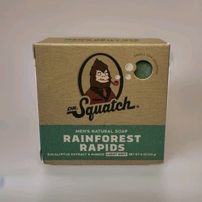 Dr Squatch Rainforest Rapids Bar Soap 5oz Light Grit Natural Soap NIB NEW Men